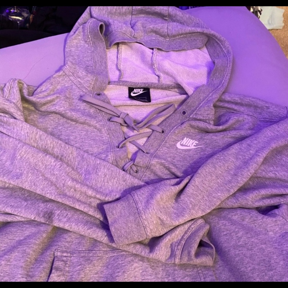 grey nike lace high/low hoodie